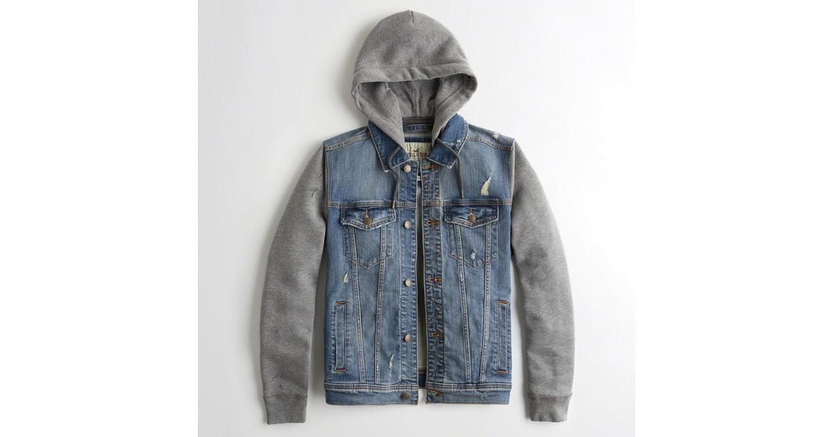 Hollister Hoodie Denim Jacket in Blue for Men Lyst