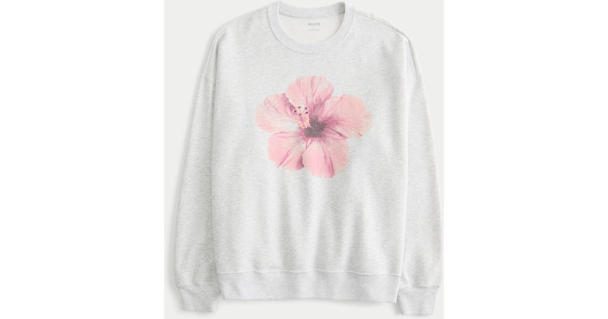 Hollister Oversized Flower Graphic Crew Sweatshirt in White Lyst UK