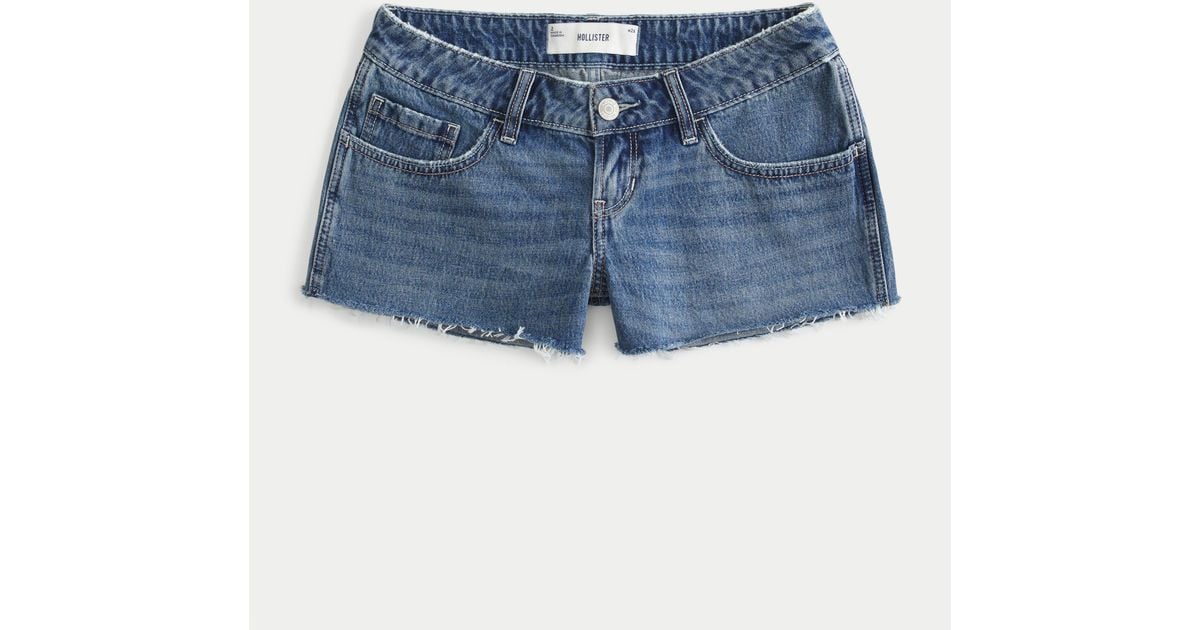 Hollister Ultra Low-rise Medium Wash Denim Mini Shorts in Blue