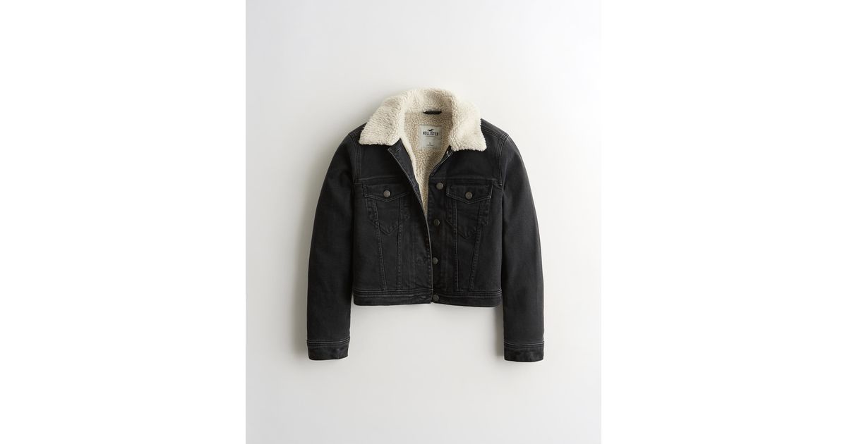 hollister black sherpa jacket