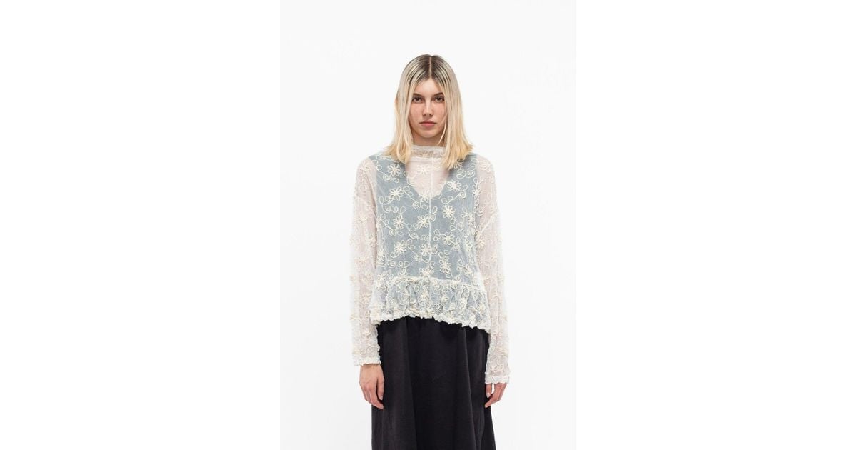 Comme des Garçons Lace Pullover in White | Lyst