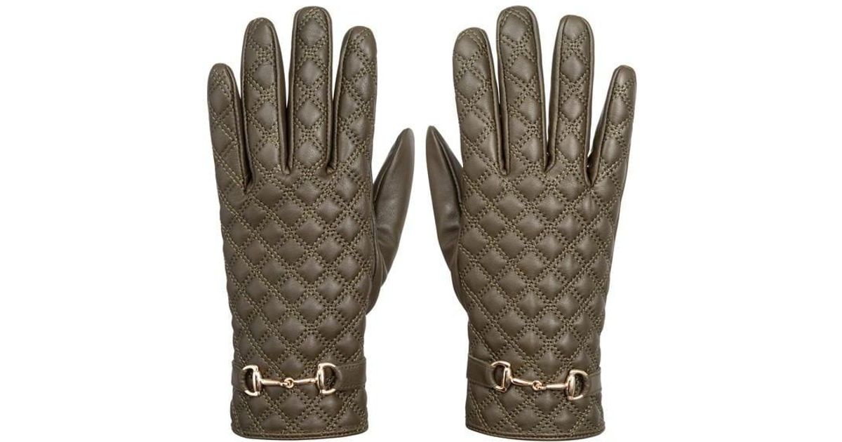 Biba Quilted Leather Gloves in Green Lyst UK