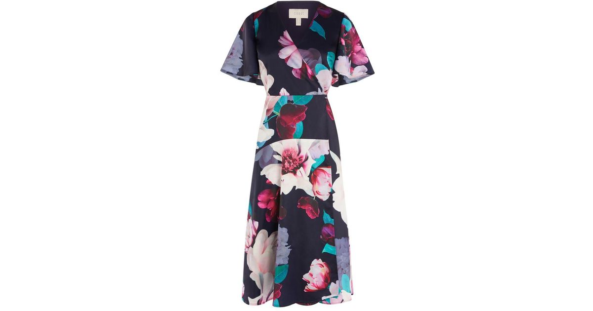 coast pink floral wrap dress