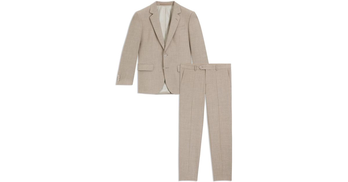 BOSS Double Breasted Slim-Fit Suit in Natural for Men | Lyst UK