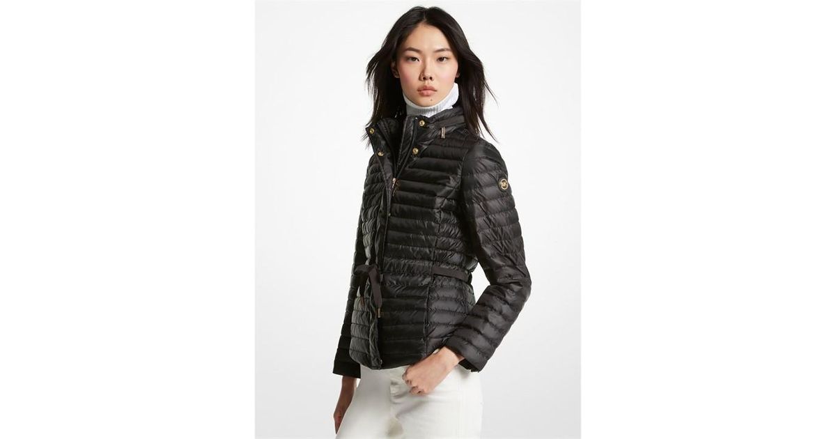 MICHAEL Michael Kors Belted Padded Jacket in Black Lyst UK