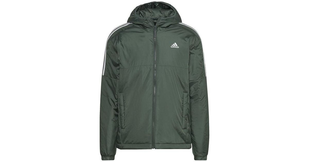 adidas Essentials Insulated Hooded Jacket in Green for Men Lyst UK