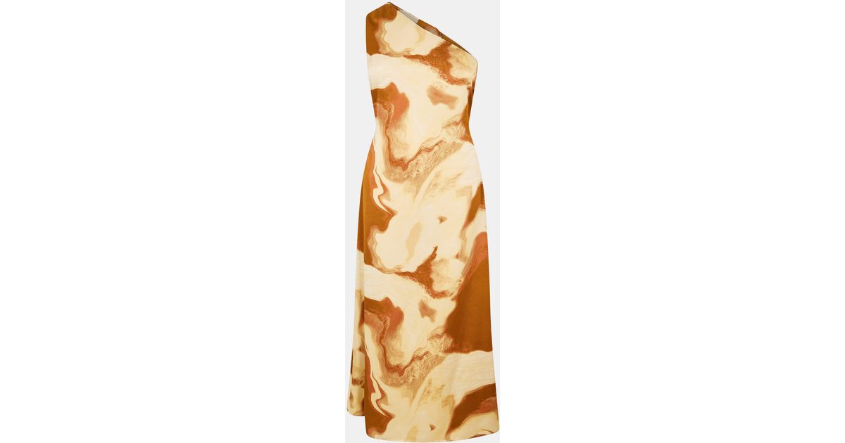 AX Paris Marble Print One Shoulder Open Back Twist Detail Midi Dress in  Metallic | Lyst UK