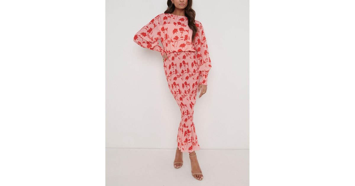 The Envy Dress – Sophisticated Red Bodycon Asymmetric Dress with Chic Floral Detail main image 1