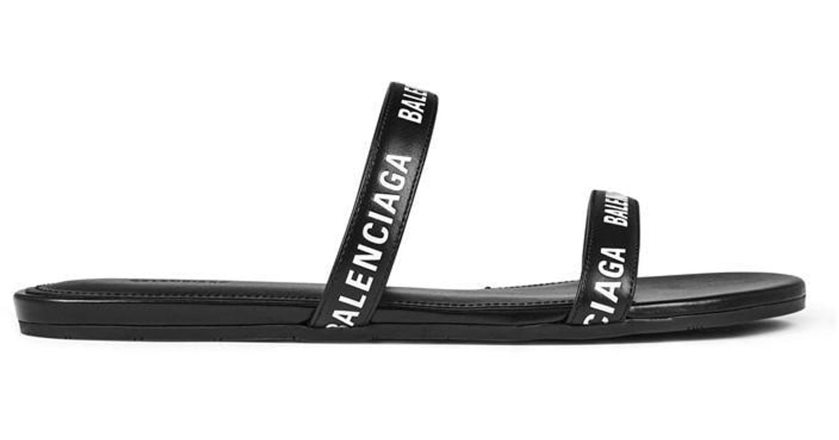 Balenciaga Black Round Flat Sandals