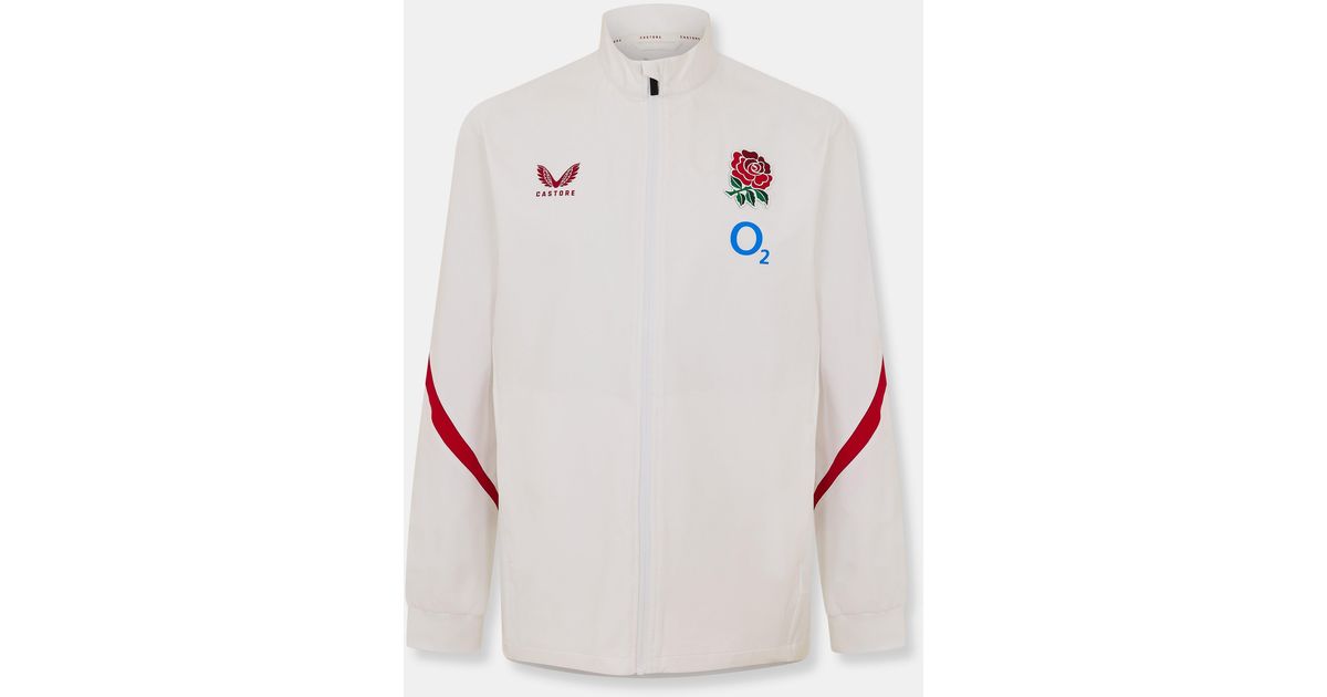 Red Roses Antham Castore Rose Anthem England Rugby 2025 Long Sleeve Full Zip Jacket in ...