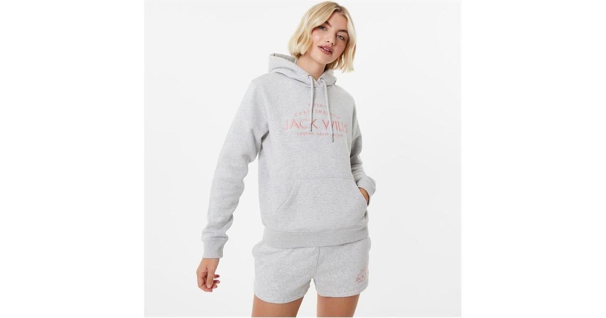 Jack Wills Hunston Graphic Logo Hoodie in Grey Lyst UK