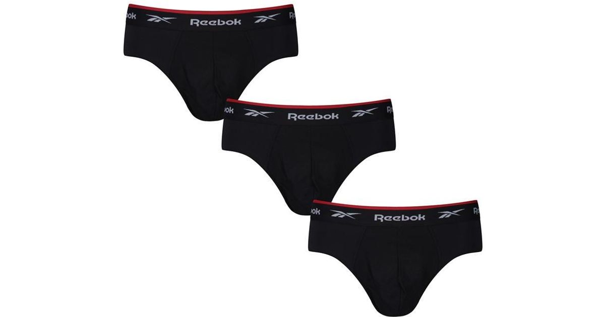 Reebok 3 Pack Wiggins Briefs Mens Gents Underwear Underclothes Lightweight