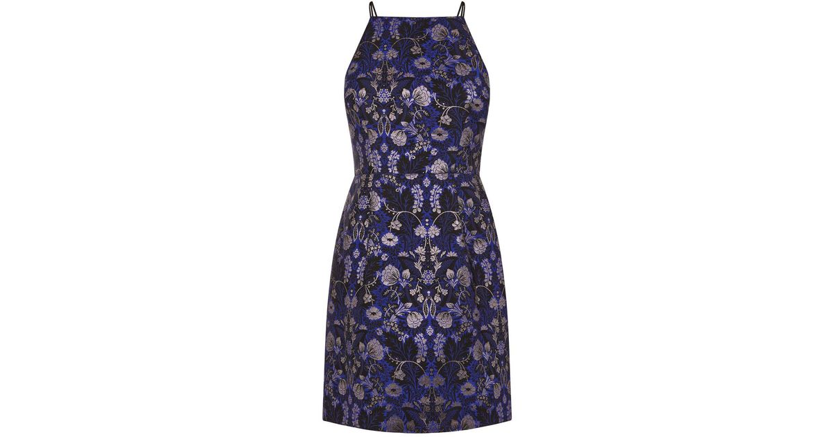 oasis blue warner lace back dress