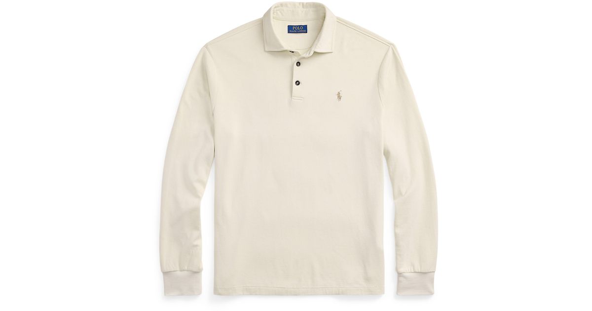 Polo Ralph Lauren Long Sleeve Polo Top in White for Men | Lyst UK