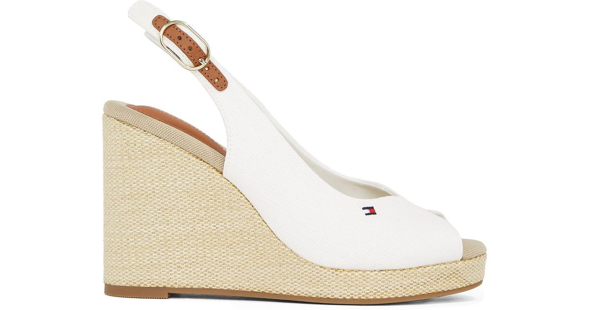 Tommy Hilfiger Iconic Elena Sling Back Wedges in White | Lyst UK