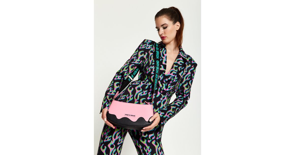 House of Holland Baby Pink Cross Body Bag With Printed Logo Lyst