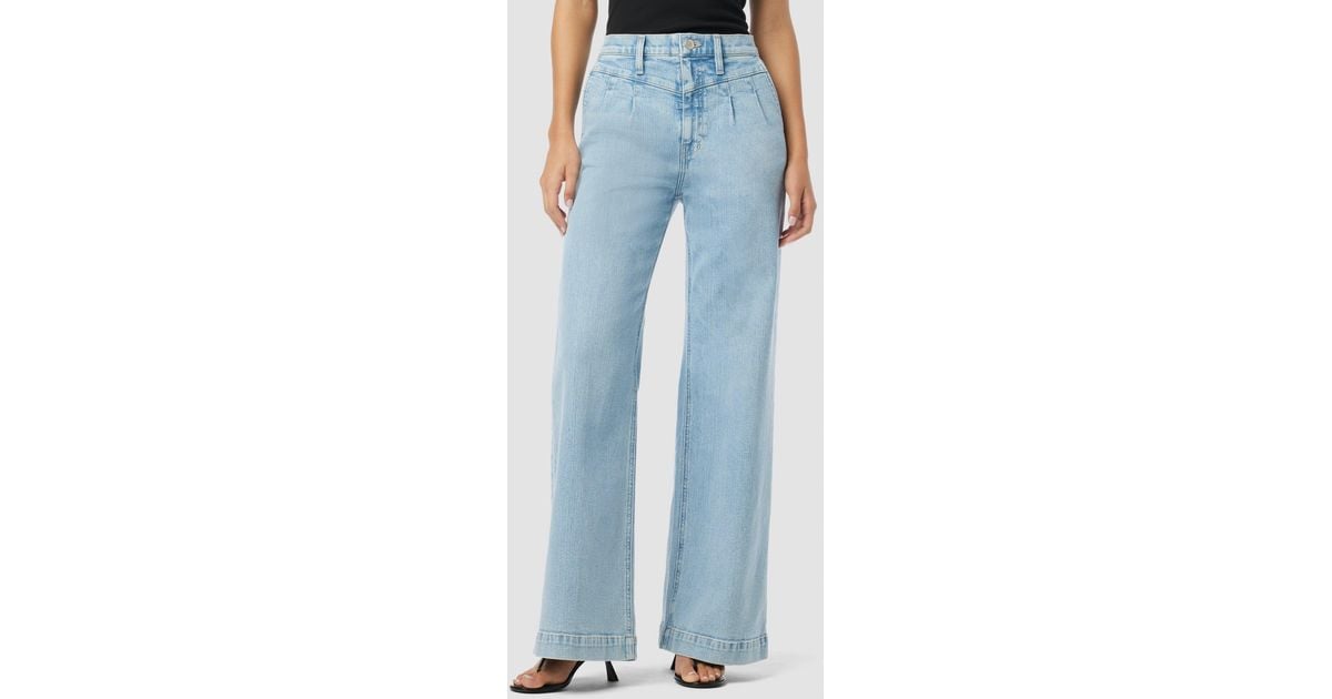 Hudson Jeans Jodie Pleated Front Yoke Wide Leg in Blue Lyst