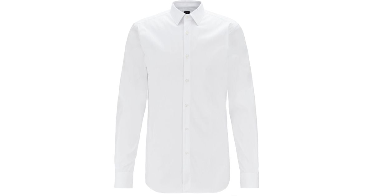 BOSS Cotton Slim-fit Shirt With Mother-of-pearl Buttons in White for ...
