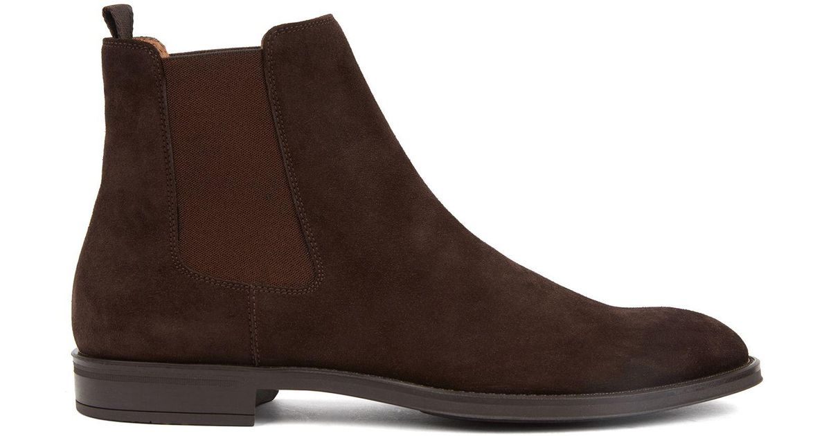 BOSS by Hugo Boss Italian-made Chelsea Boots In Calf Suede in Dark Brown (Brown) for Men - Lyst