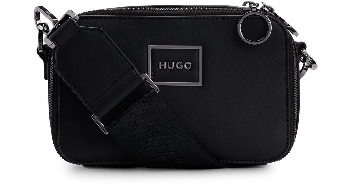 BOSS by HUGO BOSS Framedlogo Reporter Bag With Branded Strap in Black