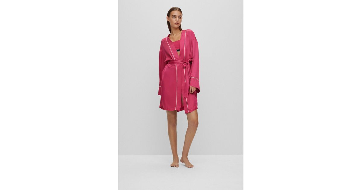 BOSS by HUGO BOSS Belted Dressing Gown With Satin Piping And Logo in