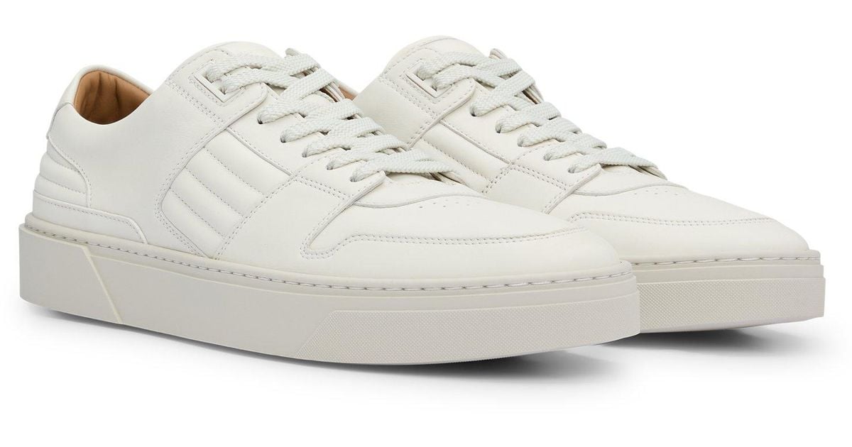 BOSS Porsche X Ledersneakers Mit Gepolsterten Details in Weiß für
