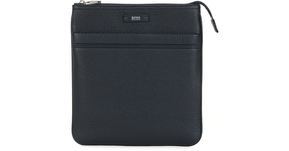 BOSS by Hugo Boss Crossbody Envelope Bag In Natural Grained Leather By