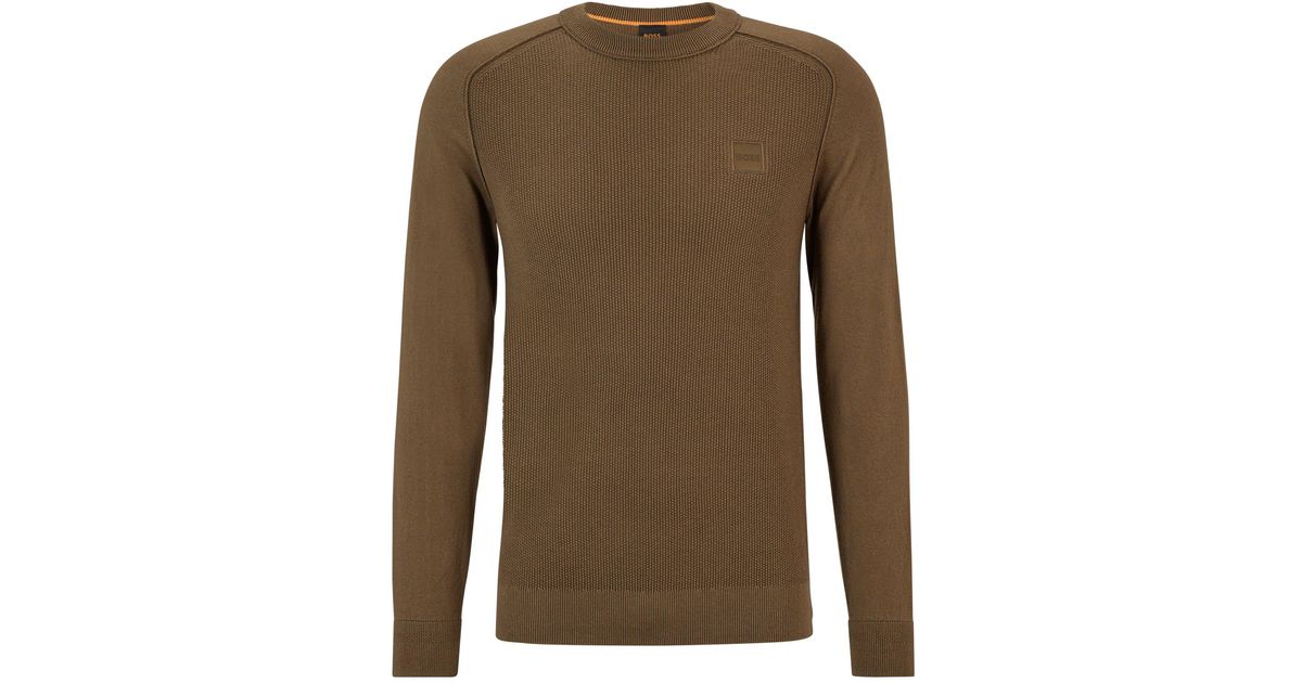 BOSS by HUGO BOSS Mixedstructure Cottoncashmere Sweater With Woven