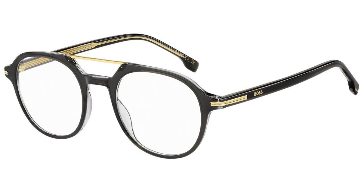 BOSS Acetate Optical Frames With-Tone Metal Bridge in Grey for Men ...