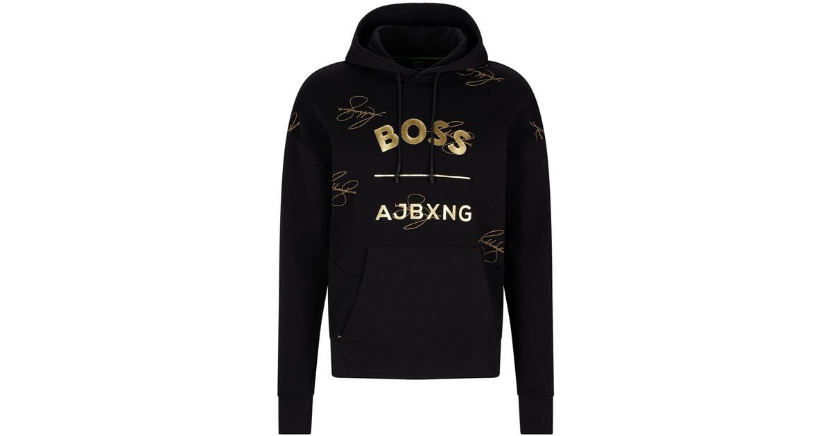 BOSS X Ajbxng Organic cotton Relaxed fit Hoodie With Collaborative Branding in Black for Men Lyst UK