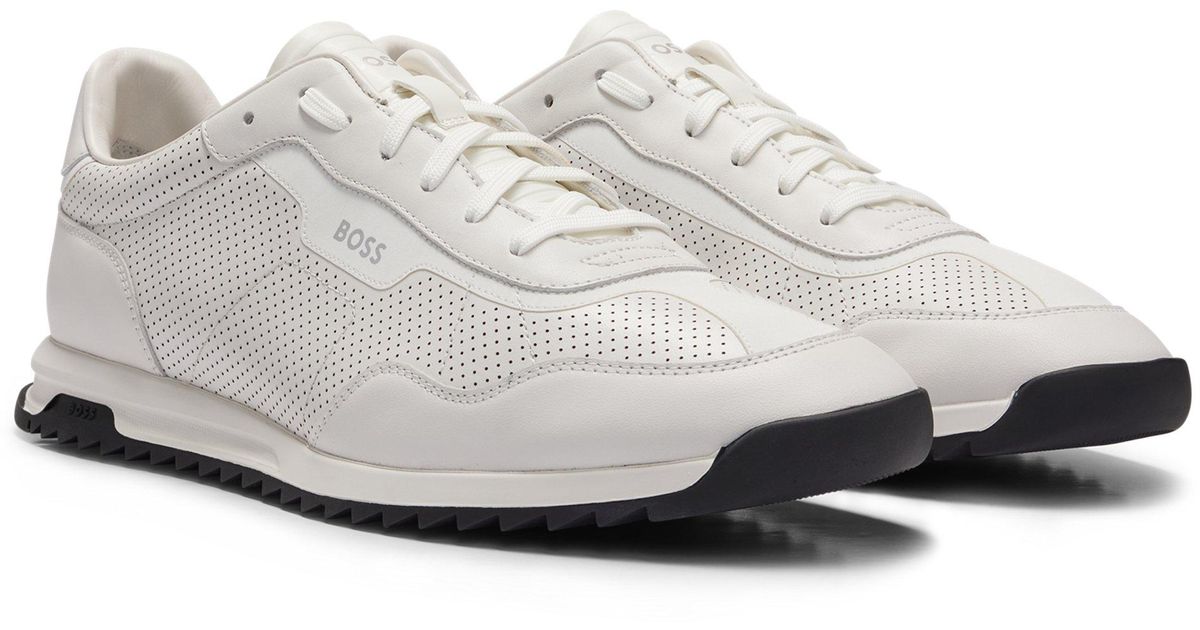 BOSS by HUGO BOSS Low-top Trainers In Perforated Leather in White for Men |  Lyst