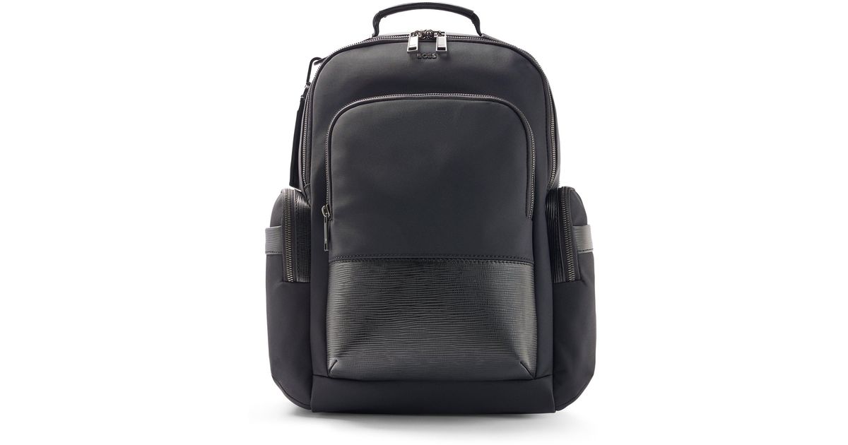 BOSS by HUGO BOSS Synthetic Structured-nylon Backpack With Faux-leather ...