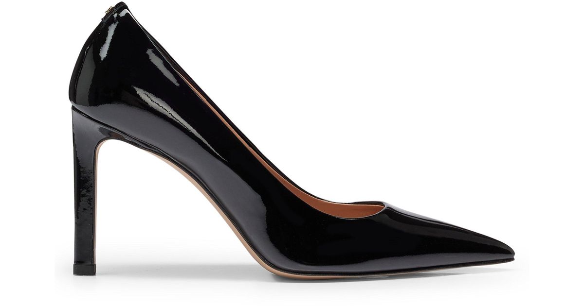 BOSS by HUGO BOSS Patent-leather Pumps With Straight 9cm Heel in Black |  Lyst