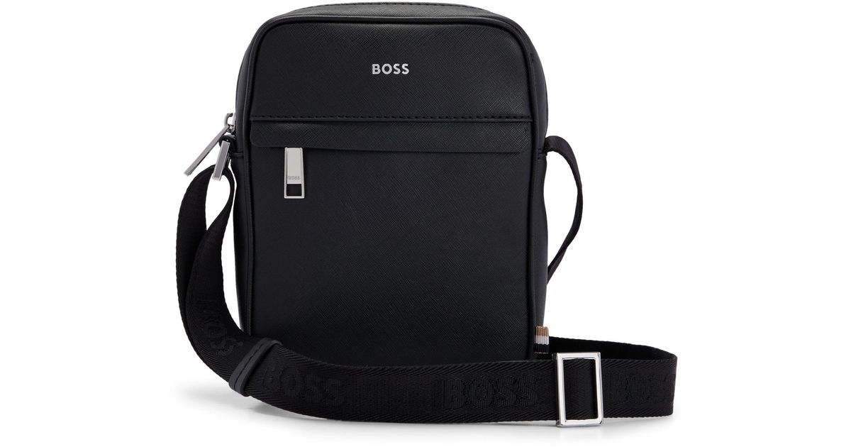 BOSS by HUGO BOSS Structured Reporter Bag With Logo Lettering in Black for  Men | Lyst