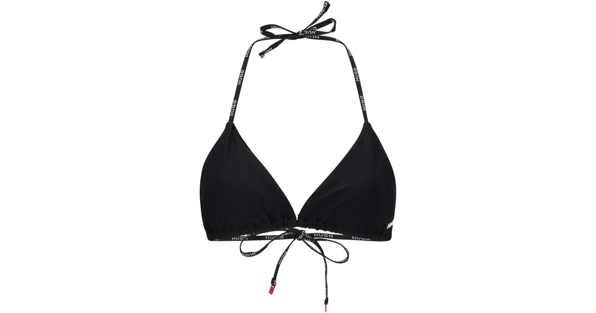 BOSS by HUGO BOSS Branded-strap Triangle Bikini Top With Logo Detail in ...