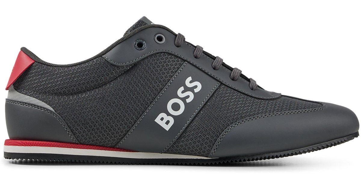 BOSS by HUGO BOSS Lace Branded Trainers With Mesh And Rubberized Panels ...
