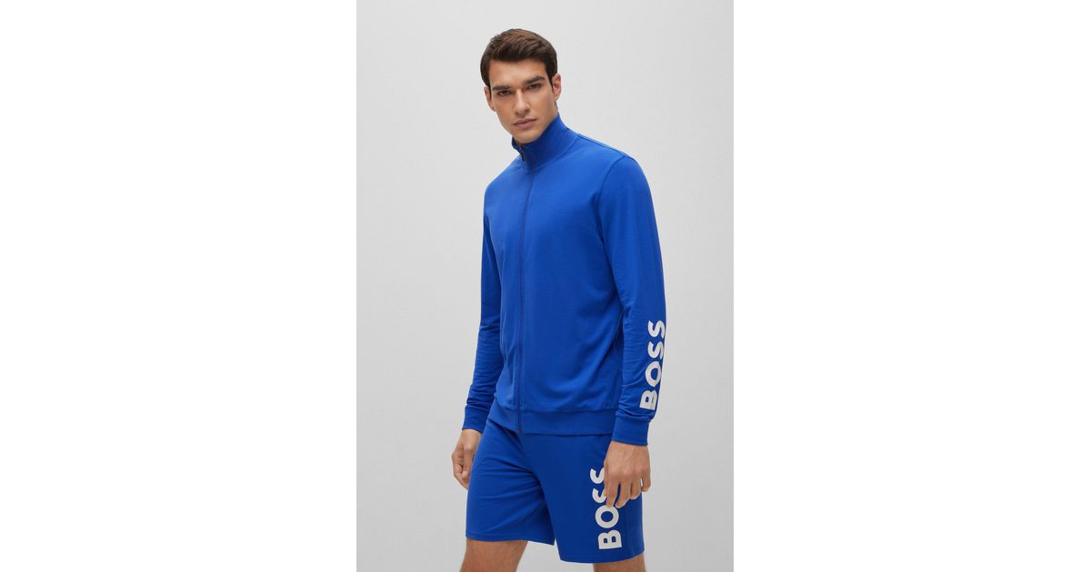 BOSS by HUGO BOSS Stretch-cotton Pajamas With Contrast Logos in Blue ...