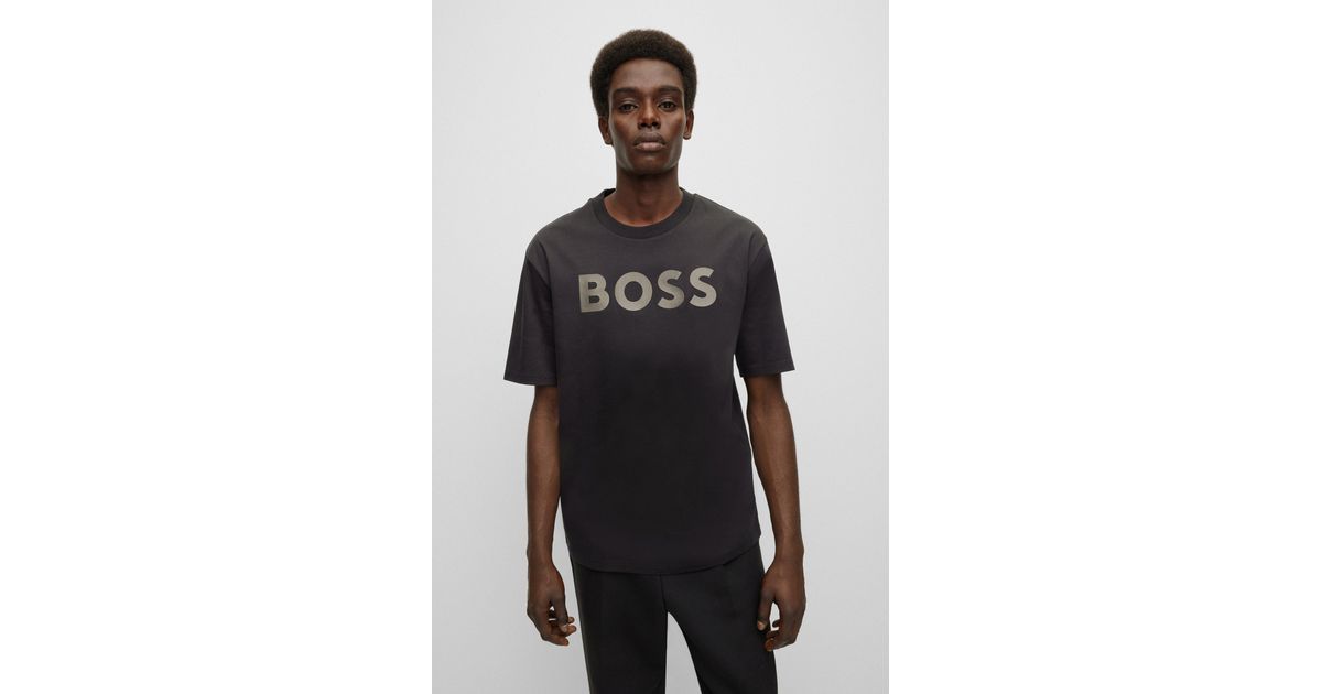 BOSS by HUGO BOSS X Khaby Relaxed-fit T-shirt In Mercerised Cotton in Black  for Men | Lyst