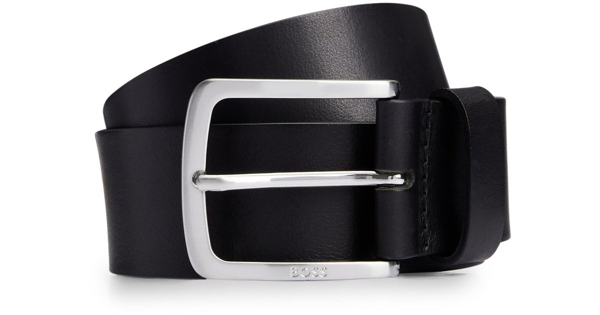 BOSS by HUGO BOSS Gürtel aus italienischem Leder mit Logo-Gravur auf der  Schließe in Schwarz für Herren | Lyst DE