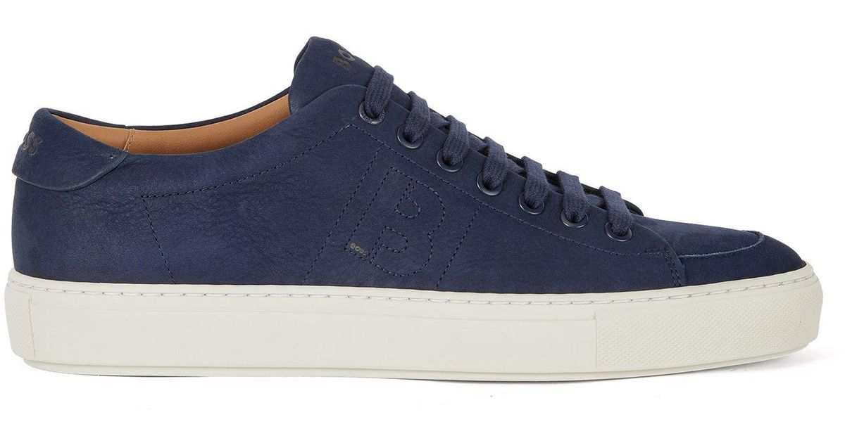 BOSS by HUGO BOSS Low-top Trainers In Nubuck Leather With 'b' Detail in ...