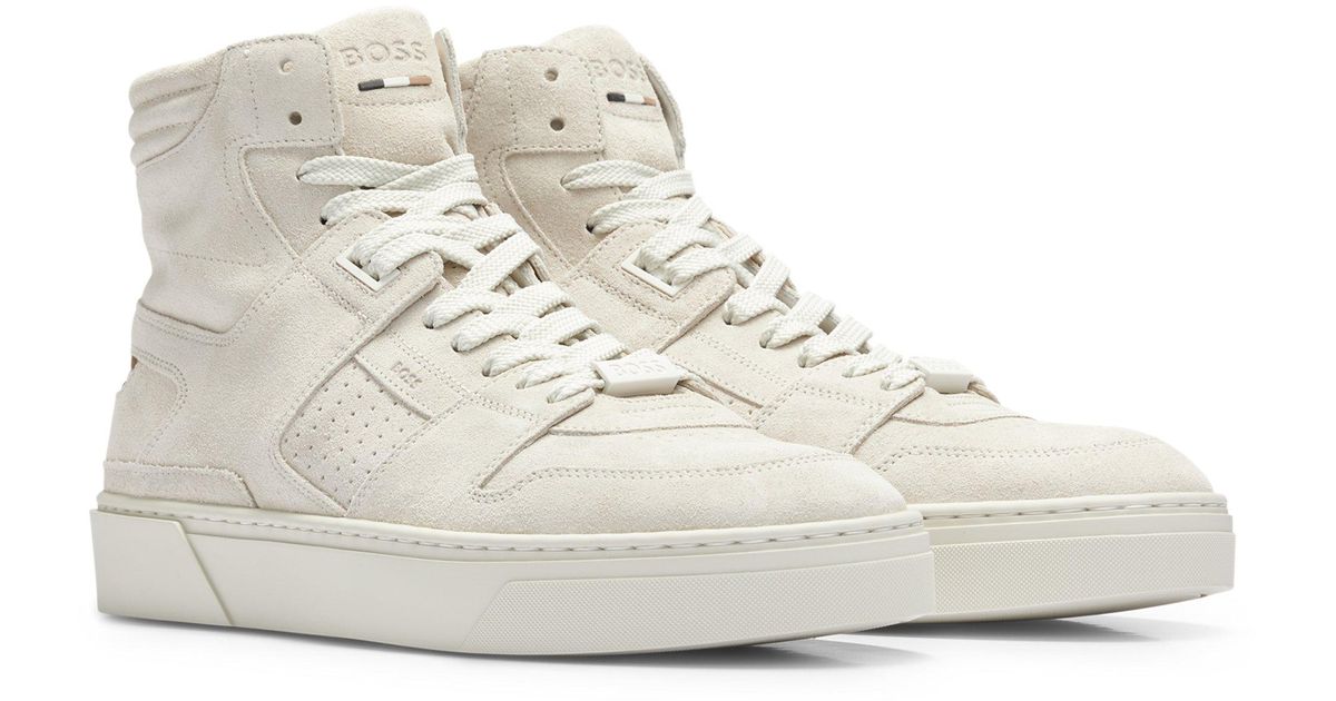 BOSS by HUGO BOSS Leather High-top Trainers With Signature-stripe ...