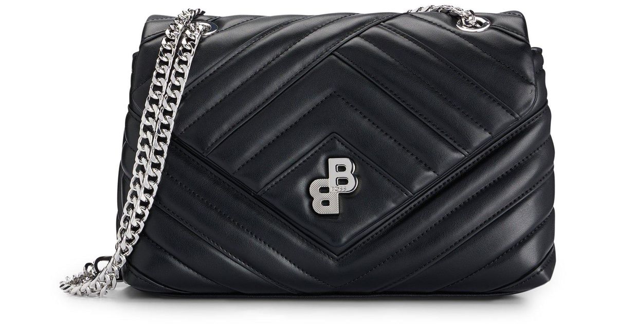 BOSS by HUGO BOSS Quilted Shoulder Bag In Faux Leather With Monogram ...