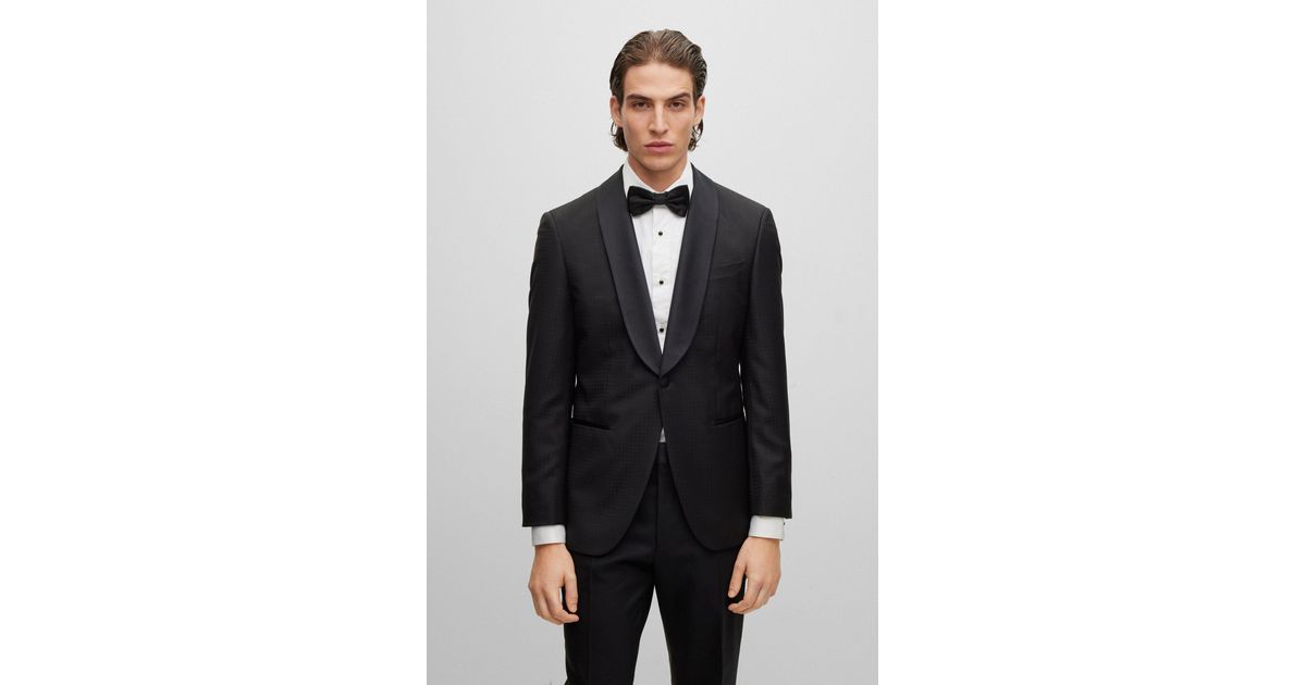 BOSS by HUGO BOSS Tuxedo Jacket In Houndstooth Virgin Wool With