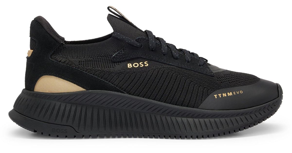 BOSS by HUGO BOSS Sock Trainers With Knitted Upper And Fishbone Sole in ...