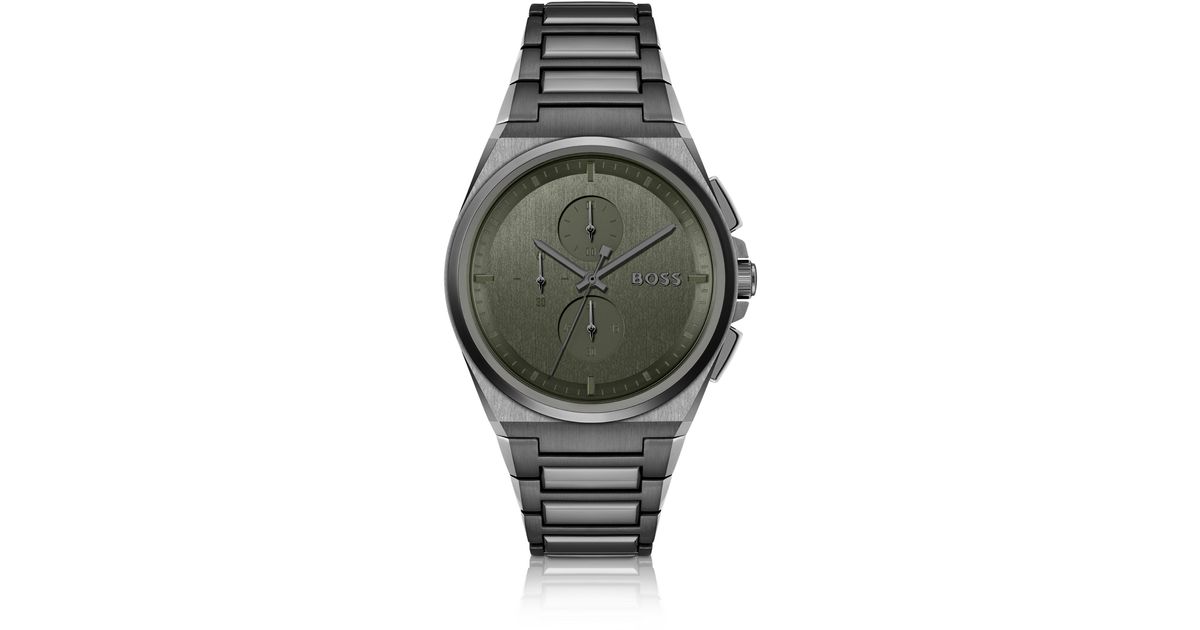 Montre chronographe avec cadran kaki et bracelet à maillons BOSS by HUGO  BOSS pour homme en coloris Gris | Lyst
