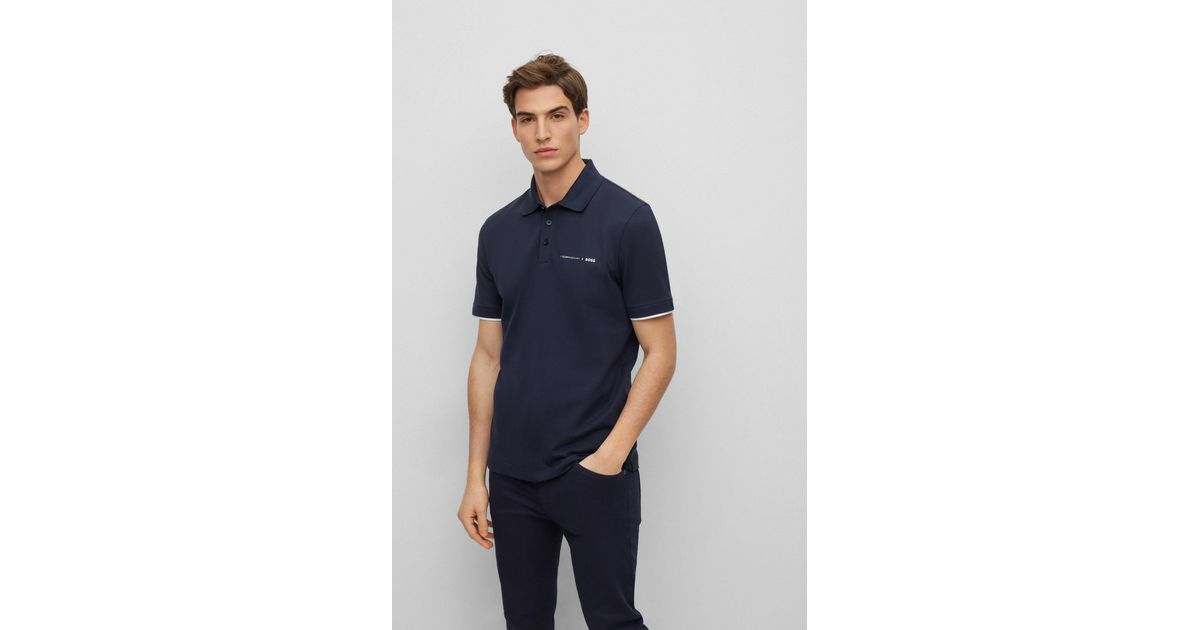 BOSS by HUGO BOSS Porsche X Stretch-cotton Polo Shirt With Capsule Logo in  Blue for Men | Lyst