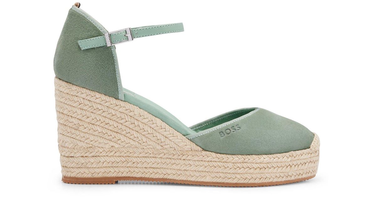 BOSS by HUGO BOSS Wedge Sandals With Goatsuede Uppers And Closed Toe