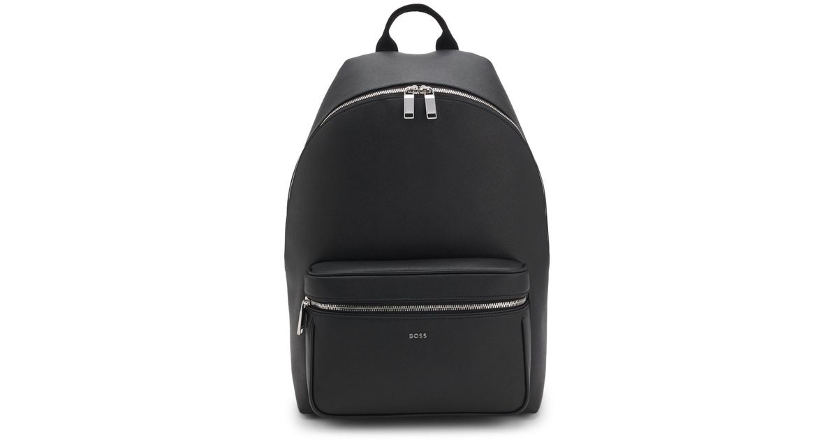 BOSS Structured Backpack With Polished Logo Lettering in Black for Men ...