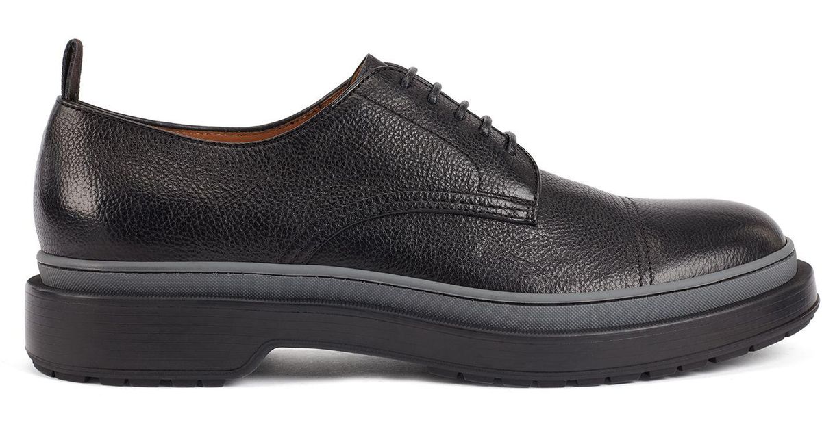 BOSS by Hugo Boss Leather Derby Shoes With Lug Sole And Contrast Detail ...