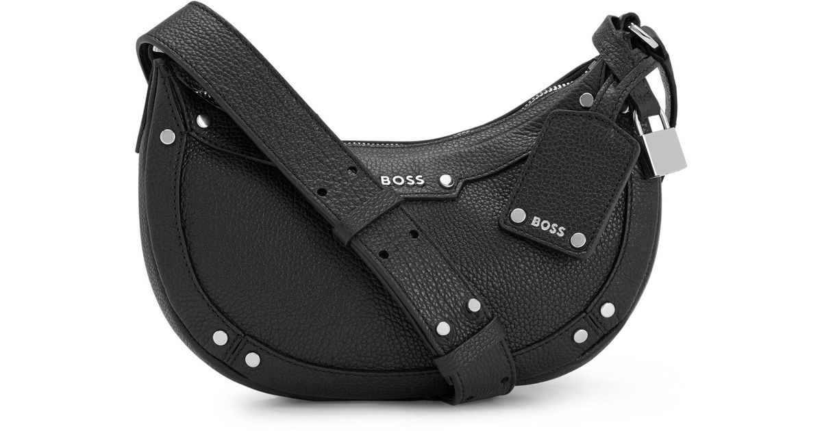 BOSS by HUGO BOSS Hobo Bag aus Leder mit Vorhängeschloss und